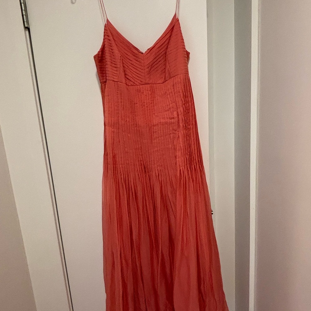 Adrienne Vittadini Coral Silk Midi Dress